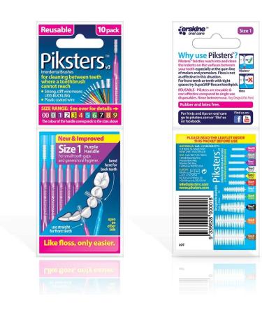 Piksters Interdental Brushes Size 1 Purple Handle - 10 Count Pack | Dental Cleaning Tool - Buy Online on GoSupps.com