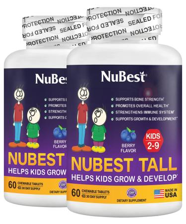 NuBest Tall Kids - Helps Kids Grow & Develop Healthily - Immunity & Bone Strength Support - Multivitamins & Minerals for Kids Ages 4 to 9-60 Chewable Tablet - Animal Shape - 2 Pack | 2 Months Supply