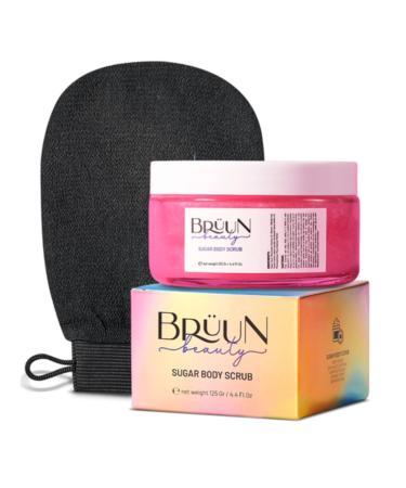 BR UN Body Scrub Cream- A 4.4 Fl oz. Watermelon Scented Organic Body Exfoliating Scrub with vitamin E for Underarm and Bikini Area- Pure Fluffy and Gentle Sugar Scrub for Women Men and Girls