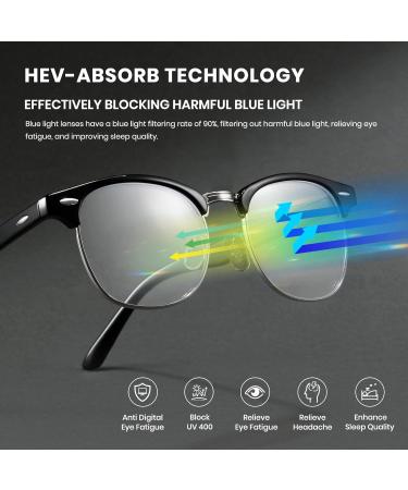 Cyxus Retro Semi Rimless Blue Light Glasses for Men & Women - Anti Eye Strain & Gaming - Stylish Black Silver Frame - Buy Online on GoSupps.com