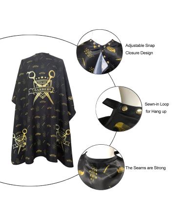Professional Barber Capes for Men - Waterproof Hair Cutting Cape with Metal Snap Closure - Large 63 x 56 Black & Gold Salon Cape - Buy Online on GoSupps.com