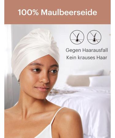 Lilysilk 100% Mulberry Silk Sleep Cap for Curly Hair - 19 Momme Bonnet for Women - Natural White Night Headgear with Elastic Band - Buy Online on GoSupps.com