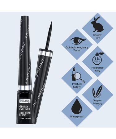 IsaDora Glossy Eyeliner Waterproof 40 Chrome Black for Sensitive Eyes - 3.7 ml / .13 Fl. oz - Buy Online on GoSupps.com