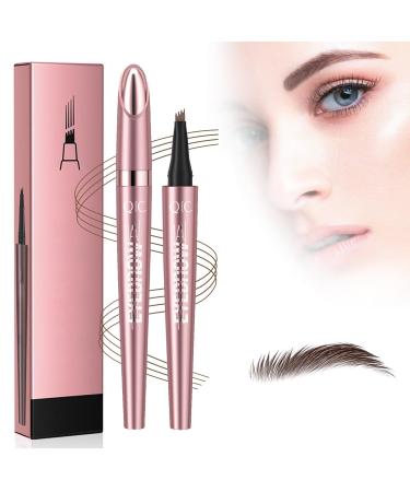 2024 New Magic Eyebrow Pencil New 3D Waterproof Microblading Eyebrow Pencil Contouring Pen 4-Tipped Precise Brow Pen Long-Lasting Natural Fine Stroke Eyebrow Pen (dark brown)
