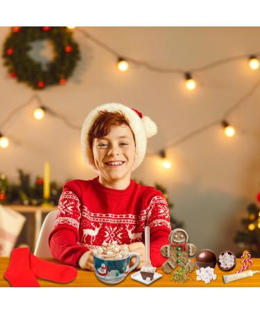Christmas Kids Hot Chocolate Gift Set - Hot Chocolate Stirrer Cone with Sprinkler Bombs and Marshmallow, Candy Cane, Gingerbread, Cosy Socks - Xmas Eve Box Fillers - Buy Online on GoSupps.com