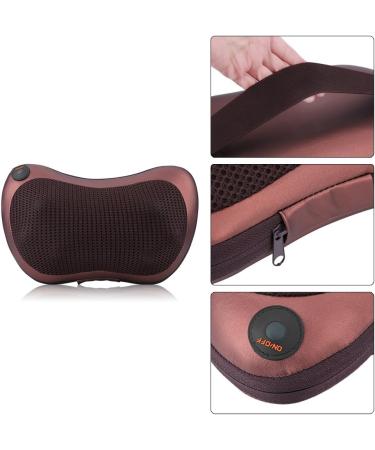 Shiatsu Massage Pillow for Car | 12V Neck & Back Massage Cushion with Heating & 8 Kneading Rollers - Coffee - Buy Online on GoSupps.com