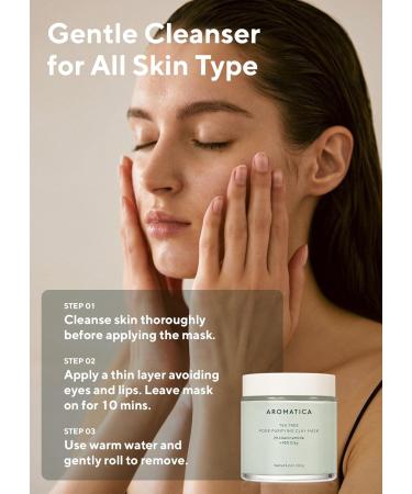 AROMATICA Tea Tree Pore Purifying Clay Mask - Deep Cleansing Vegan Formula with 2% Niacinamide & 45% Clay - Natural & Cruelty-Free - Buy Online on GoSupps.com
