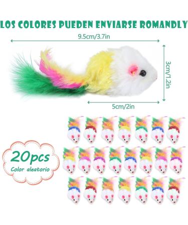 ueslwser 20 Pcs Mice & AnimalToys Colorful Feather Interactive Cat Interactive Mouse Catnip Toys Assorted Randomly Colors for Cats and Kitten Indoor Play Cat Mice Toys Pack Interactive Catch Play - Buy Online on GoSupps.com