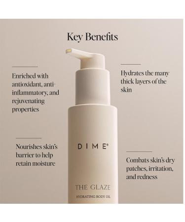 Dime Beauty Glaze Body Oil - Hydrating Non-Greasy Massage Oil with Argan & Jojoba for All Over Skin Glow - 4 oz / 120 ml - Buy Online on GoSupps.com