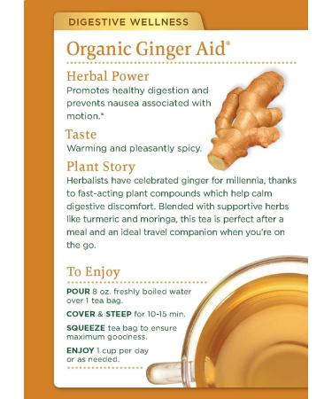 Traditional Medicinals - Organic Ginger Aid Herbal Tea (Pack of 6) - Help Relieve Digestive Upset Indigestion and Nausea - 96 Tea Bags Total Ginger Aid 16 Count (Pack of 6) - Buy Online on GoSupps.com