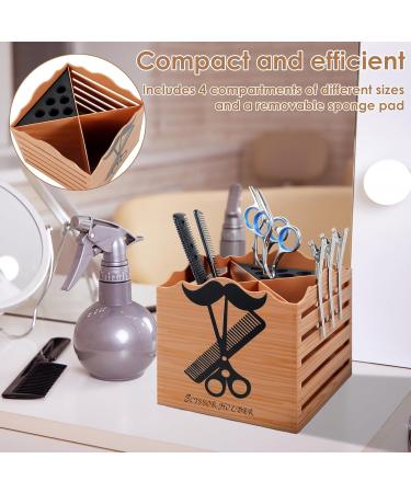 Salon Shear Holder with 4 Compartments Compact Hair Cutting Scissors Holder with Sponge Lining Efficient Salon Scissors Holder Hair Scissors Organizer for Barber Supplies Stylists 5.3x5.3x4.7in wo - Buy Online on GoSupps.com