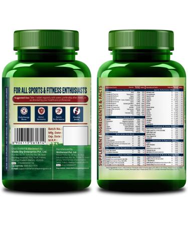 Himalayan Organics Organics Multivitamin Sports with 60+ Nutrients | Vitamin B1 B2 B3 B5 B6 B12 A E C D K Biotin Calcium Zinc | Good for Brain Eye Muscle & Joint Care - 60 Veg Tablets - Buy Online on GoSupps.com