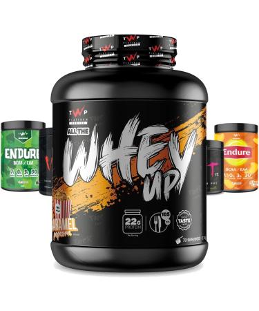 TWP Nutrition Platinum Series All The Whey Up Protein Powder Shake 23g Whey Protein Low Fat Low Carbs 2.1kg/900g & 70/30 Servings Vegetarian Friendly (Caramel Popcorn 2.1kg) Caramel Popcorn 2.1kg - Buy Online on GoSupps.com