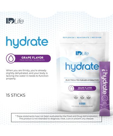 IDLife Grape Hydrate Drink Powder - Instant Electrolyte Fueled Hydration with Vitamins, MCTs & Minerals for Vital Nutrients - 15 Sticks per Bag - Buy Online on GoSupps.com