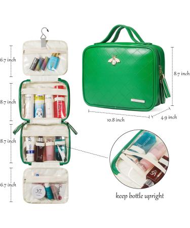 LACATTURA Hanging Toiletry Bag for Women - Large Leather Travel Makeup Organizer - Portable Waterproof Hygiene Bag in Green - Buy Online on GoSupps.com