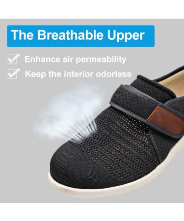 MEJORMEN Men's Edema Diabetic Shoes | Adjustable Wide Width Outdoor Walking Sneakers | Orthopedic Lightweight Comfy Casual Slippers | Black - Buy Online on GoSupps.com