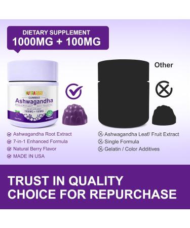 Ashwagandha Gummies & Vitamin D3 Gummies Organic Aswangdha Supplement for Improve Sleep Stress Relief & Mood Calm (Grape Berry Non-GMO Gluten-Free & Sugar Free)-1 Pack Grape 60 Count (Pack of 1) - Buy Online on GoSupps.com