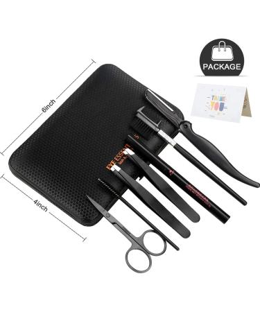 SENXILLER Eyebrow Grooming Kit - Razor, Pencil, Brush, Scissors, Tweezers, Stencil & Mirror for Men and Women - Buy Online on GoSupps.com