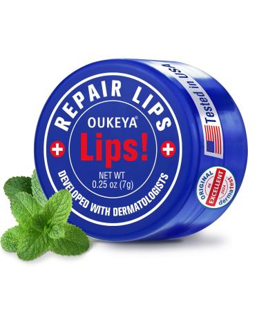 OUKEYA Lip Balm 0.25 Ounce Medicated Lip Chapstick Medicated w/Beeswax Petrolatum Peppermint Oi 100% Natural Ingredients Medicated Lip Balm Lip Moisturizer for Echapped Lips Treatment Severe Lip balm 0.25Ounce(1 Count)