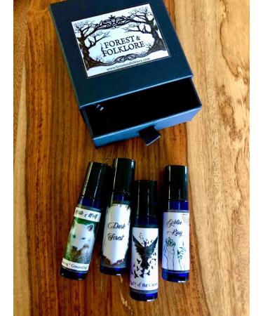 Dark Academia Perfume Rollers Forest & Folklore Gift Box Set of 4 Best Selling Essential Oils Goblin King White Wolf Dark Forest & Lady of the Crows - Buy Online on GoSupps.com