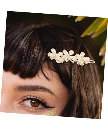 FRCOLOR 1pc Hairpin Barrette Pearl Hair Pin Crystal Headpiece Crystal Hair Clips Rhinestone Hair Clips Pearl Hair Clips Rhinestone Headpiece Headdress Flower Clip Copper White The Side - Buy Online on GoSupps.com
