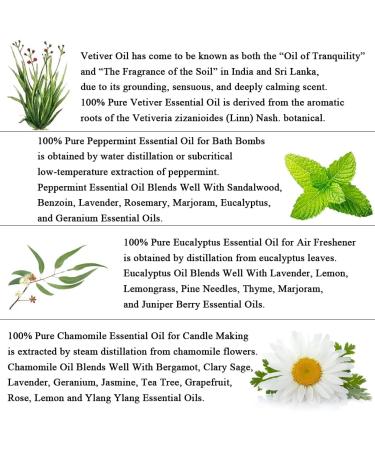 Aromatherapy Chamomile Essential Oil Set for Air Freshener 100% Pure Vetiver Essential Oils for Diffuser 100% Pure Peppermint Oils Set 4x10ml Aromatherapy Eucalyptus Oils Set for Humidifier - Buy Online on GoSupps.com