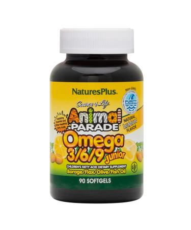 Nature's Plus Source of Life Animal Parade Omega 3/6/9 Junior Natural Lemon Flavor 90 Softgels