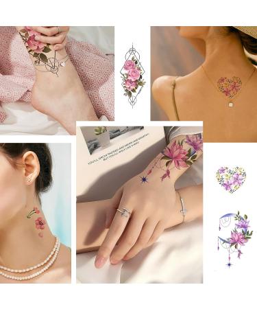 Roarhowl Extra Large Flower Temporary Tattoo for Women - Waterproof Fake Tattoos - Buy Online on GoSupps.com