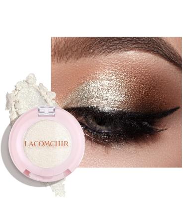 LACOMCHIR Shinning White Eyeshadow Glitter Highlighter Eye Makeup Palette Glitter Powder Highly Pigmented Vegan & Cruelty Free 1.9g -01