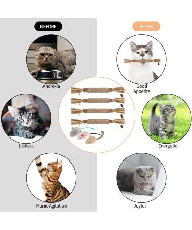 Newoutset 4 Pcs Natural Silvervine Cat Chew Sticks with 3 Pcs Cat Mouse Toys Kitten Catnip Chew Toys for Indoor Cats Cleaning Teeth Teething Stress Release Toys Sticks - Buy Online on GoSupps.com