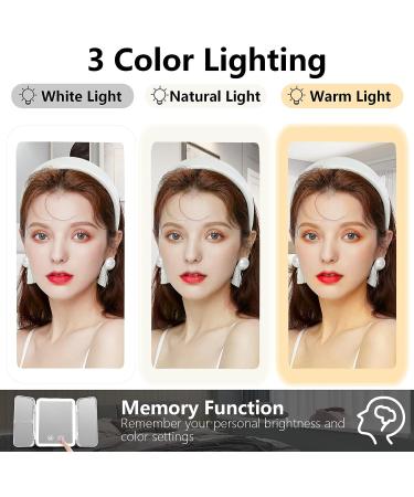 TOUCHFEEL Rechargeable LED Makeup Mirror - 1X/3X/7X Magnifying Vanity Mirror with 72 LED Lights - Portable & Touch Sensor Design - 3 Color Lights - White - Buy Online on GoSupps.com