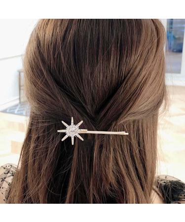 Jascatin Star Hair Clip Accessories Rhinestone Headdress Headwear Bobby Pins Side Clamps Grips for Women Girls Thick Thin Hair 4 Pieces (Gold) - Buy Online on GoSupps.com