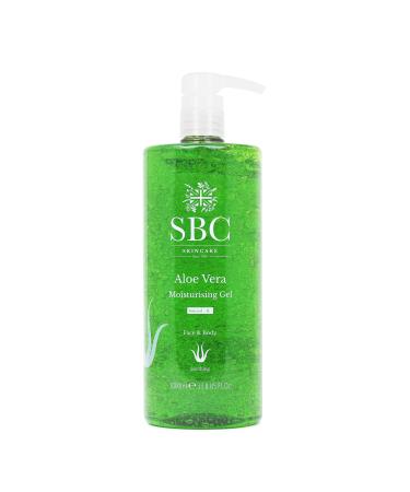 SBC Skincare Aloe Vera Moisturising Gel - 1000ml | Lightweight Aloe Vera Cooling Gel for Face and Body | Aloe Vera Moisturiser for Dry Damaged and Sunburn Skin | Aloe Vera Aftersun Gel 1000 ml (Pack of 1)