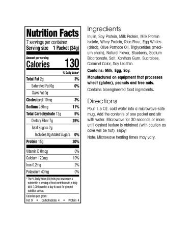 WonderSlim Blueberry Protein Mug Cake - 15g Protein, 7g Fiber, 2g Sugar (7ct) - Buy Online on GoSupps.com
