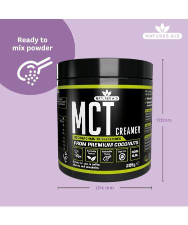Natures Aid MCT Oil Creamer Powder - Add to Coffee Shakes Smoothies - 100 Percent Premium Coconut Oil Pure Sustainably Sourced Vegan Vegetarian GMP Standards Rapid Absorbed for Energy MCT Oil Creamer Powder 225g - Buy Online on GoSupps.com