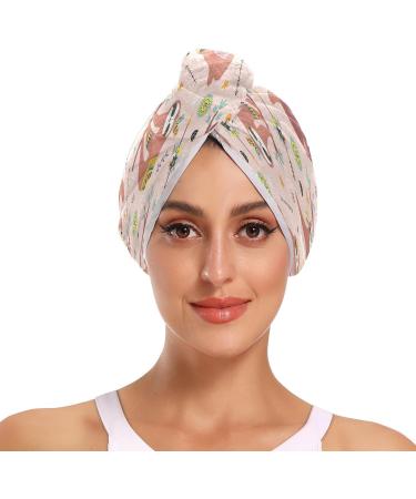 Cute Sloths Dry Hair Cap & Quick Drying Towel Set | Super Absorbent Soft & Comfortable 2 Piece Set for Fast Drying - International Shipping Available - Buy Online on GoSupps.com