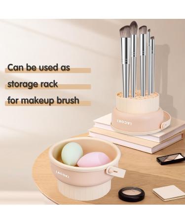 3 in 1 Makeup Brush Cleaner Mat & Bowl - Silicone Brushes Cleaner with Hanger | Beauty Sponge & Blender Holder - Khaki - Buy Online on GoSupps.com