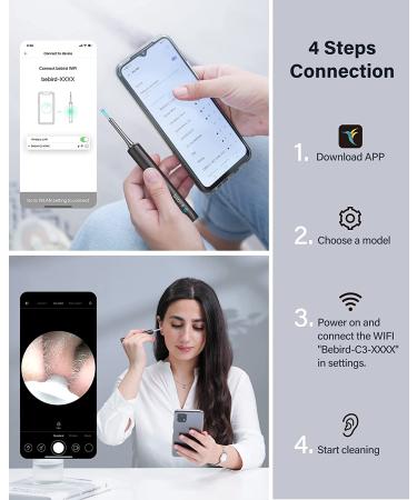 BEBIRD C3 Ear Wax Removal Tool with 1080P HD Otoscope & 6 LED Light | Ear Cleaner & Camera Kit for iOS/Android - Black - Buy Online on GoSupps.com
