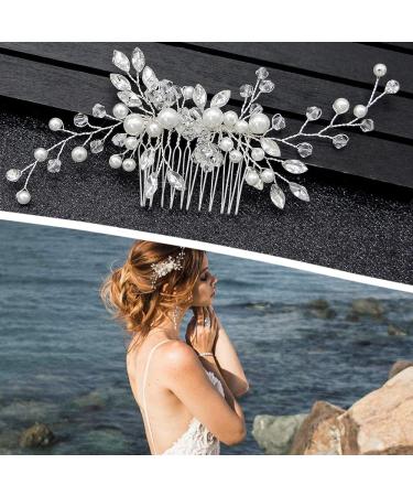 MAXIAOHANing Wedding Hair Accessories for Bride Bridal Hair Comb Rhinestone Pearl Crystal Hair Accessories Hair Combs Accessories for Women and Girls(Silver) - Buy Online on GoSupps.com