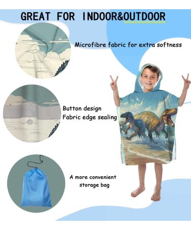 Buy Aiorber Dinosaur Hooded Children's Bath Towel - Microfiber Beach Poncho 76x76cm for Kids & Toddlers Perfect for Boys & Girls - Buy Online on GoSupps.com