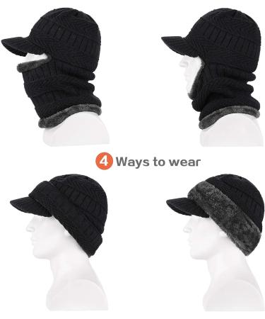 TAGVO Winter Knitted Balaclava Beanie Hat for Cycling Ski Mask - Universal Size, Black/Gray - Buy Online on GoSupps.com