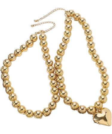 Oralgos Cardiac Pearl Necklace Set - Elegant Gold Heart Jewelry Versatile Fashion Accessory for Special Occasions - Buy Online on GoSupps.com