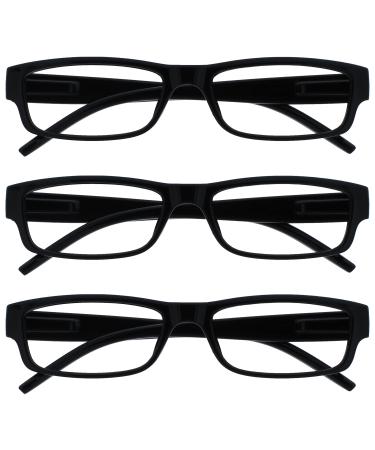 The Reading Glasses Company Black Lightweight Comfortable Readers Value 3 Pack Designer Style Men Women UVR3PK032 +2.50