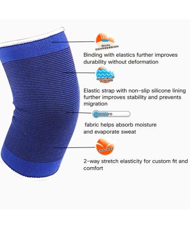 SystemsEleven Knee Support - Elastic Compression Bandage for Joint Pain & Sprains (2 Pack, Blue) - Men & Women - Buy Online on GoSupps.com
