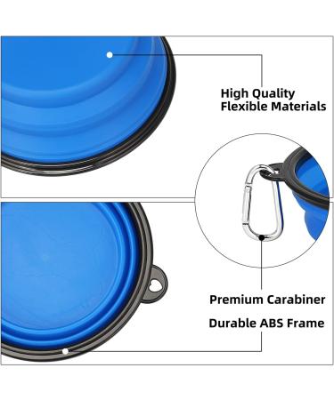 Kytely Large Collapsible Dog Bowls 2 Pack - Portable 34oz Foldable Travel Bowl for Dogs - Includes Clasp - Ideal for Walking, Traveling, and Park Trips - Blue & Black - Buy Online on GoSupps.com
