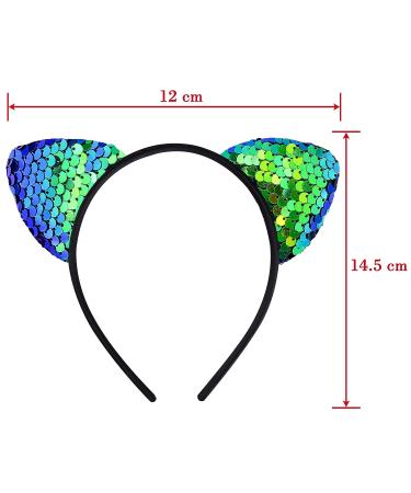 SIQUK 26 Pieces Reversible Sequin Cat Ears Headbands for Girls and Women - 26 Lively Colors - Buy Online on GoSupps.com