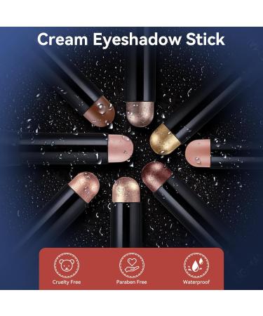 Ofanyia 8-Color Eyeshadow Stick Set Shimmer & Matte Cream Eye Brightener | Waterproof Eyeshadow Crayon Gift Set - Buy Online on GoSupps.com
