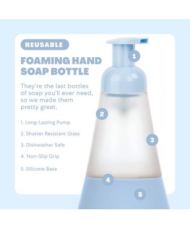 Periwinkle Cleancult Foaming Hand Soap & Hand Sanitizer Dispenser - Refillable 12oz Glass Container with Non-Slip Grip and Matte Frosted Finish - Buy Online on GoSupps.com