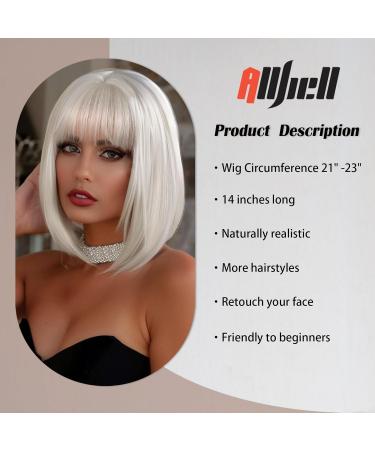 Short White Bob Wig with Bangs for Women | Stylish & Comfortable 3022-1 - International Shipping Available - Buy Online on GoSupps.com