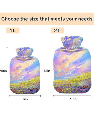 NAANLE 2L Hot Water Bottle with Lid - Sunset Lavender Flower Pain Relief & Cold Therapy for Back Hands Feet & Neck - Buy Online on GoSupps.com